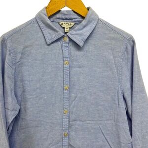 Orvis Classic Collection Womens Button Down Linen Rayon Long Sleeve Shirt M